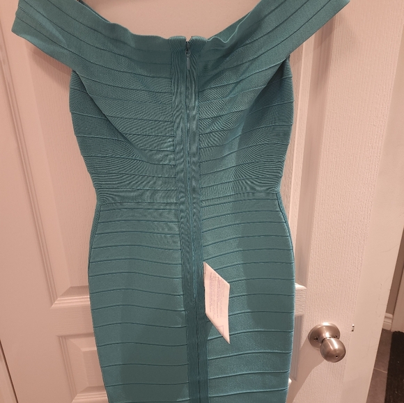 Herve Leger Teal NWT Bandage Dress size S - Picture 9 of 14